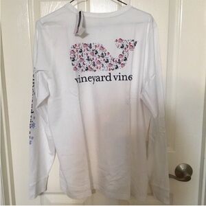 Vineyard Vines Christmas Icon Whale White Long Sleeve Tee Women’s XL